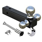 Tri-ball Trailer Hitch Mount With Hook  2  Receiver  10k Lbs Towing Capacity