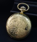 Running North Star Floral Engraved Gold Plated Small Size Hunter Pocket Watch