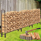 12ft Heavy Duty Outdoor Firewood Rack Fireplace Wood Log Holder Adjustable Steel
