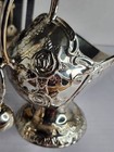 Vtg New Silver Plated Sugar Scuttle Rose Pattern Embossed With Scooper Elegance