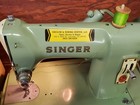 Vintage Singer Portable Sewing Machine Mdl Rfj8-8 Green Working Estate Find