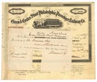Green   Coates Street Philadelphia Passenger Railway  Stock Certificate  1864