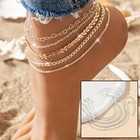 Silver Heart Ankle Bracelet Women Anklet Adjustable Chain Foot Beach Jewellery