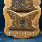 Vintage Wood Butterfly Mail Organizer Wall Letter Rack Key Holder 19 Inch