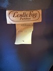 Vtg 80s Leslie Fay Blue Double Breasted Coat Dress Gold Button Shoulder Pad L