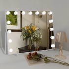 Vanity Mirror W 15 Led Lights  3-color Touch  5x Mag  3-way Stand  White Frame
