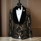 Suits For Men Black Shawl Lapel Single Breasted Blazer Formal Prom Party Jacket