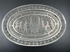 Antique Middle East Tray Plate Persian Copper Tinned Silver Ghalamzani Art