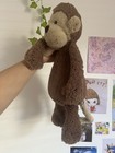 Jellycat Large Bashful Monkey Plush Soft Toy 16  Stuffed Animal Rare Retired