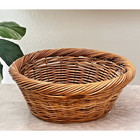 Handwoven Willow Basket Brown 18 5  Boho Country Cottage Farmhouse