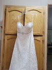 White Lace Overlay Wedding Dress  Fully Lined  Hi lo Style W sweetheart Neckline