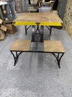 Vintage Milwaukee Handy Folding Table   Chair Set Stamping Co Usa Made Yellow