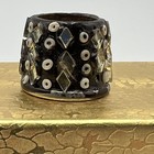 Tailors Thimble Open Top Black Enameled Metal Inlaid Beads   Glass Made In India