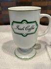 2 Vintage Irish Coffee Cups Glasses Shamrock Green White  footed