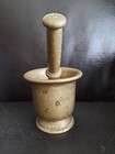 Antique Solid Brass Large Mortar And Pestle - Heavy Pharmacy Apothecary 5-pound