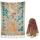 2 Pack Burgundy Reversible Pashmina And Teal Dark Amber Floral Shawl Bundle 