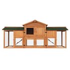Wooden Rabbit Hutch Large Chicken Coop Small Animal Pet Cage House W run Outdoor
