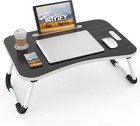 Foldable Lap Desk For Laptop   Writing - Large Bed Tray Table With Cup Holder   