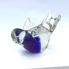 2 Art Glass Bird Figurines Pink Terra Studios   Clear W  Cobalt Blue 2 5    Tall