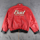 Vintage Mens Chase Nascar Dale Jr  Budweiser Red Leather Jacket Xl Patches