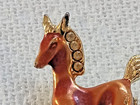 Vintage Little Pony Philly Horse Brooch Pin Copper Enamel  Gold Tone   Gemstones
