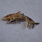 Two-tone Metal Dolphin Pin Brooch  Gold   Silver Tone Dolphin Brooch Vintage Pin