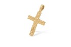 Gold Nugget Crucifix Necklace  3mm Rope Chain  14k Gold Plated