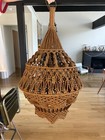 Vintage Boho Hippie Macrame Hanging Decor Lamp Shade 1970s Brown Chandelier