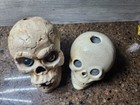 2 Vintage Ceramic Skull Candle Holders Halloween Decorations