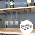 Under Cabinet Wine Glass Rack Storage Stemware Holder Easy Install Iron Durable