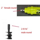 Auger Bit Adapter Conversion 2 Inch Female Round To 2-9 16  Male Round