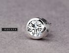 7mm Men Women Sterling Silver Post Stud Cubic Zirconia Earrings Gift Box K60