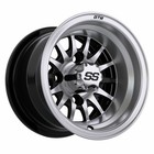 Set Of 4 Golf Cart Gtw Medusa Machined And Black 10 Inch Wheel With 3 4 Offset