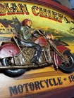 Vintage Rare 3d Indian Chief Motorcycle 1953 24  X 16  Wood Hand Painted Sign