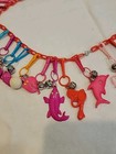 Retro 1980 s Plastic Bell Clip On Vintage 80 s Charm Necklace Loaded W 36 Charms