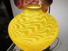 Vintage Tiffany Style Gold Damascene King Tut Art Glass Lamp Shade Unsigned