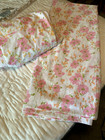 Vtg 70 s Morgan Jones Pink Mid Century Floral  Flat   Fitted Sheets Sz Full