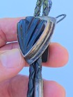 Vintage Arrowhead Shaped Stone Carved Set In Sterling Silver Bolo Tie