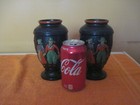 Pair Of Antique Plaza Ware Matching Vases  7  Tall  Dutch Theme  Made In England