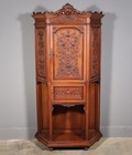 71  Tall Antique French Solid Walnut Wood Highly Carved Renaissance Cabinet