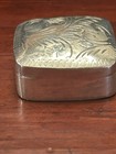 Vintage Square Etched Sterling Silver Pill Trinket Box