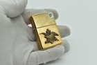 Zippo - Anheuser-busch Lighter  Raised Emblem  New  Mar 1997  Gold brass  Beer