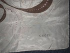 Gucci Women s Silk Satin Square Scarf Abstract Pattern Logo Beige Brown Pink
