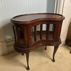 Vintage Kidney Shape China Cabinet Curio Beveled Glass Curved