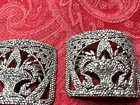 Antique French Edwardian Cut Steel Pair  Shoe Buckles France  Rare Basket Design