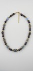 Blue Glass Beaded Jewelry Set Adjustable Necklace Bracelet Earrings Gold Tone