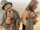 Vtg German Black Forest Handmade Wood Carved Folk Old Couple  12 5    Tall