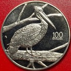 1998 Zambia 100 Kwacha Pelican Bird African Wildlife Rare Coin Cu-ni  no Silver 