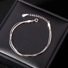 Sterling Silver Multilayer Ankle Bracelets Women Snake Foot Chain Jewelry Gift