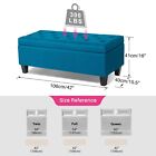 42  Storage Ottoman Tufted Linen Bench Top Button Foot Rest Upholstered Stool